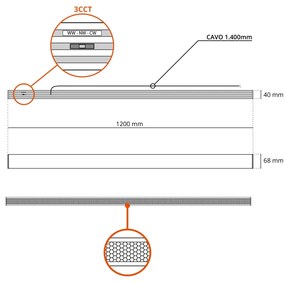 Plafoniera Lineare LED 40W 120cm, UGR11 con driver Philips Bianca o nera Colore Bianco Variabile CCT, Colore del corpo Bianco