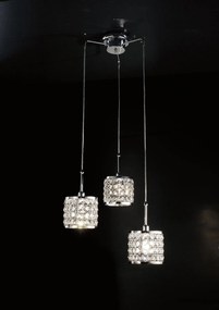 3-light suspension lamp - chrome and crystal - 1053/S3 - Contemporary - Arredo Luce Cromo