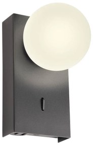 Redo 01-4659 - Applique da parete LED NORMA 5W 230V CRI 90 con USB, nero