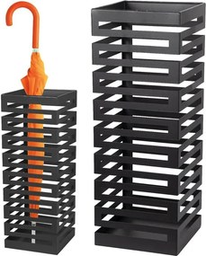 Portaombrelli in Metallo Design Moderno Porta Ombrelli Quadrato Stand Nero...