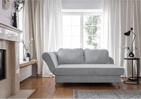 Chaise longue grigio chiaro (con penisola a sinistra) con rivestimento in velluto a coste Chic Charlotte – Miuform