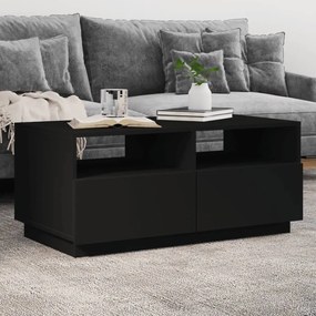 Tavolino da soggiorno con luci led nero 90x49x40 cm
