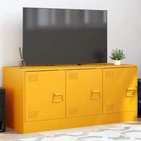 Mobile Porta Tv Giallo Senape 99x39x44 Cm İn Acciaio /