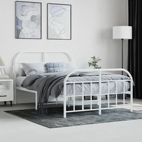 Giroletto con testiera e pediera metallo bianco 120x200 cm