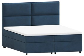 Letto boxspring blu scuro con spazio contenitivo 200x200 cm - Ropez