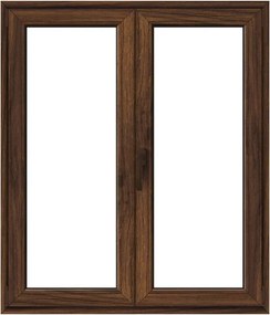 Finestra in PVC effetto legno noce L 120 x H 140 cm, 2 ante apertura a destra