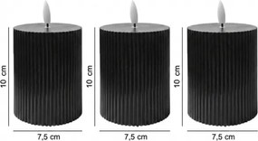 SET DA 3 candele LED BRILLO LED/2xAA 10 cm nere + telecomando