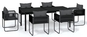 Set da pranzo da giardino 7 pz nero
