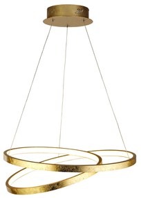 Lampadario Moderno Galleggiante Acciaio Oro Policarbonato Bianco Led 42,4W 3000K