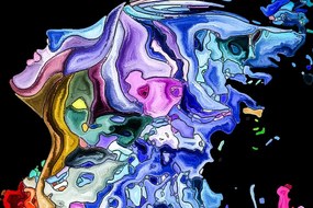 Stampa su tela – Silhouette colorata di volto femminile