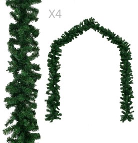 Ghirlande Natalizie 4 Pz Verde 270 Cm Pvc /