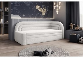 Divano color crema allungabile/con contenitore con penisola a destra e rivestimento in bouclé 223 cm Fabillo – ELTAP