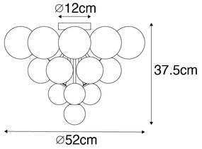 Plafoniera Art Déco nera con vetro fumé e trasparente 10 luci - Bonnie