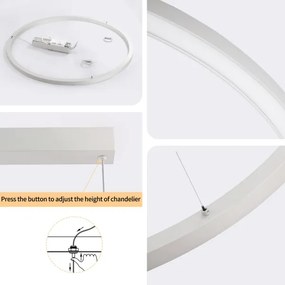 Brilagi-LED Dimmerabile. lampadario a cavo PORTOFINO LED/60W/230V Ø 80 cm argento+telecomando