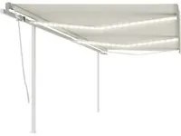 Tenda da Sole Retrattile Manuale con LED 6x3 m Crema cod mxl 43757