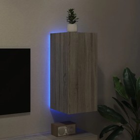 Mobile tv a parete con luci led grigio sonoma 30,5x35x70 cm