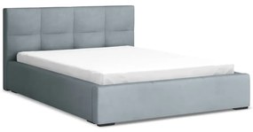 Letto matrimoniale imbottito azzurro in velluto con contenitore con rete inclusa 140x200 cm Hiko – Makamii
