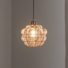 Opviq Lampada a sospensione Safderun 401-S, vetro color rame/ferro Ø 23 cm