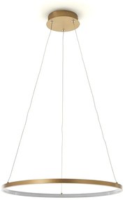 Lampada a sospensione di colore oro, altezza 92 cm Ring - Tomasucci
