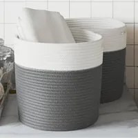 Cestini Portaoggetti 2pz Grigio e Bianco 28x28 cm in Cotonecod mxl 132797