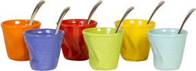 Set 6 Tazzine da caffè Accartocciati in Gres + Cucchiaini Kaleidos Multicolor...