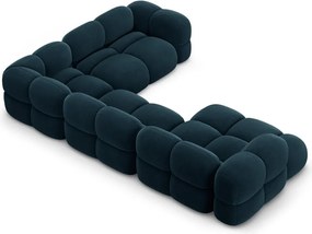 Divano angolare blu scuro (con penisola a destra/a U) con rivestimento in velluto Loretto – Cosmopolitan Design