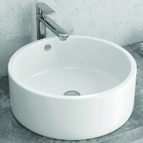 Lavabo design da appoggio rotondo 42cm in ceramica bianca lucida | Litos-342 - KAMALU