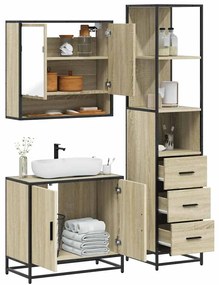 Set Mobili Da Bagno 3 Pz Rovere Sonoma İn Legno Multistrato /