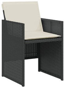 Set da bistrò 3 pz con cuscini nero in polyrattan