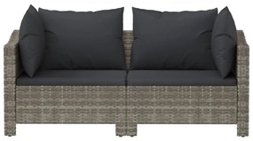Set di divani da giardino 2 pz con cuscini in polyrattan grigio