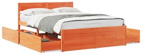 Letto Senza Materasso Marrone Cera 140x190 Cm İn Legno Di Pino /
