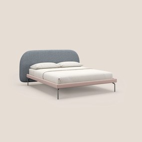 Soleil letto imbottito di design con piedi alti in metallo in bouclet smacchiabile T12 blu