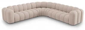 Divano angolare componibile beige con rivestimento in ciniglia Lupine – Micadoni