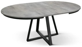 Tavolo rotondo PANTELLERIA in legno effetto grigio cemento con base a X in metallo antracite, allungabile ⌀120 cm &#8211; ⌀170 cm