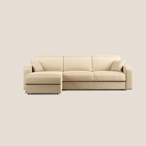 Lebron Divano letto angolare con penisola in velluto morbido T01 beige
