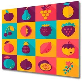 Tagliere in vetro Icone di frutta 60x52 cm