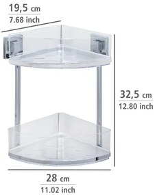 WENKO 22690100-Ripiano angolare VACUUM-LOC QUADRO ED 28x32,5 cm argento/cromo lucido