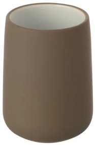 Bicchiere portaspazzolini da appoggio Sidney in ceramica tortora