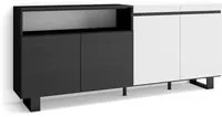 Credenza Mobile Cucina 200x87x35cmcon 4 Porte Design industriale, Stile moderno Bianco e nero