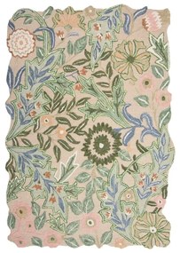 Tappeto verde in lana tessuto a mano 200x290 cm Bryony Shaped Floral - Flair Rugs