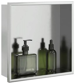 Nicchia Per Doccia Argento Spazzolato 32x32x9cm İn Acciaio Inox /