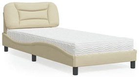 Letto con materasso crema 90x200 cm in tessuto