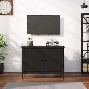 Mobile Porta Tv Con Ante Nero 60x35x45 Cm İn Legno Multistrato /