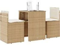 Set da Bistr 3 pz con Cuscini Beige in Polyrattan 4003873