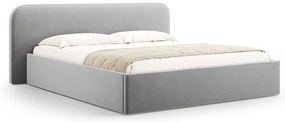 Letto matrimoniale imbottito grigio chiaro con contenitore e rete inclusi 200x200 cm Elizabeth – Micadoni