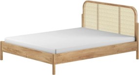 Letto matrimoniale di colore naturale in rovere massiccio rete non inclusa 160x200 cm Olive Rotan – Vipack
