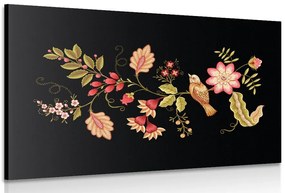 Quadro su tela – Uccellino con motivo folk