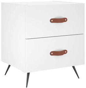 Comodini 2 pz Bianchi 40x35x47,5 cm in Legno Multistrato