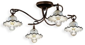 Plafoniera Classica Roma Metallo E Ceramica Nero Sfumato Rame 4 Luci E14
