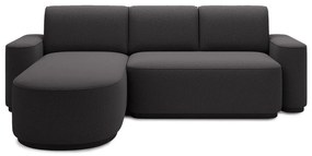 Divano angolare grigio scuro allungabile/con contenitore (con penisola a sinistra/con chaise lounge) e rivestimento in ciniglia Aurumm – ELTAP